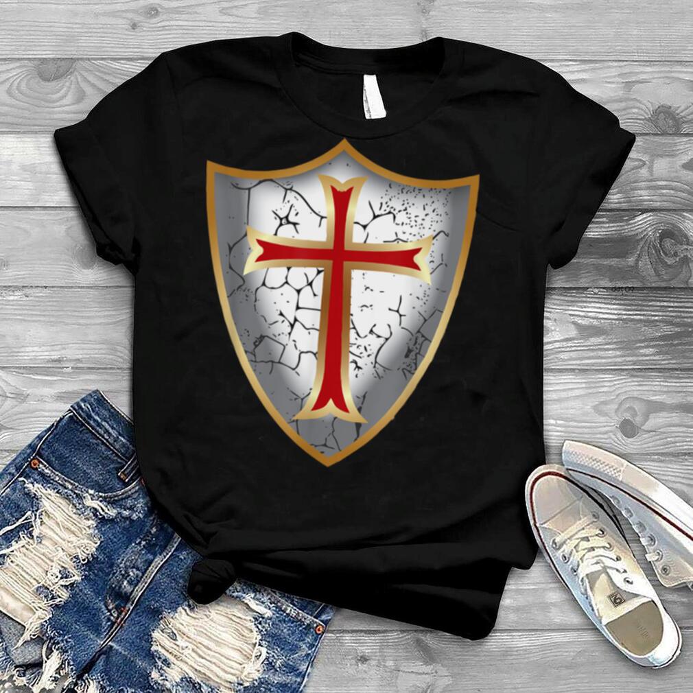 Knights Templar Crusader Shield Cross White T Shirt