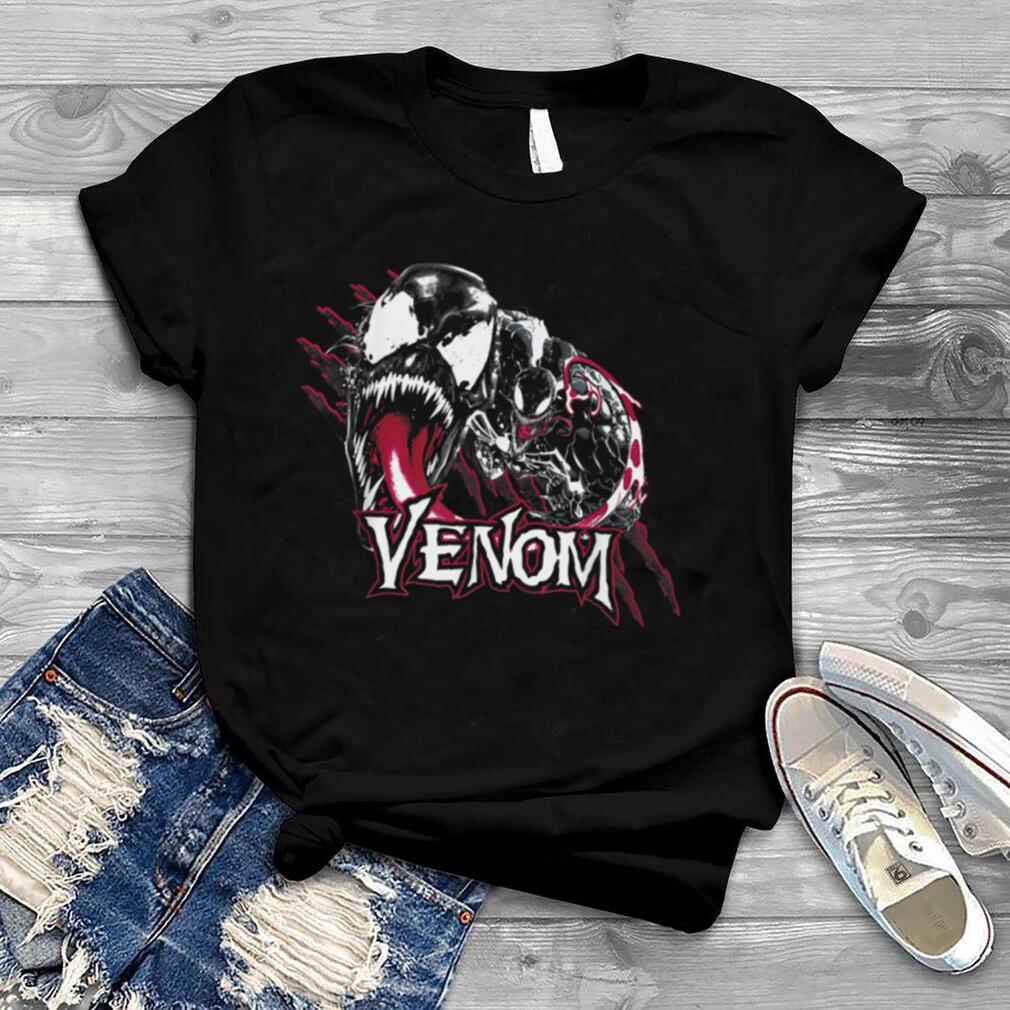 Marvel Venom Character Profile Scratch Badge T Shirt