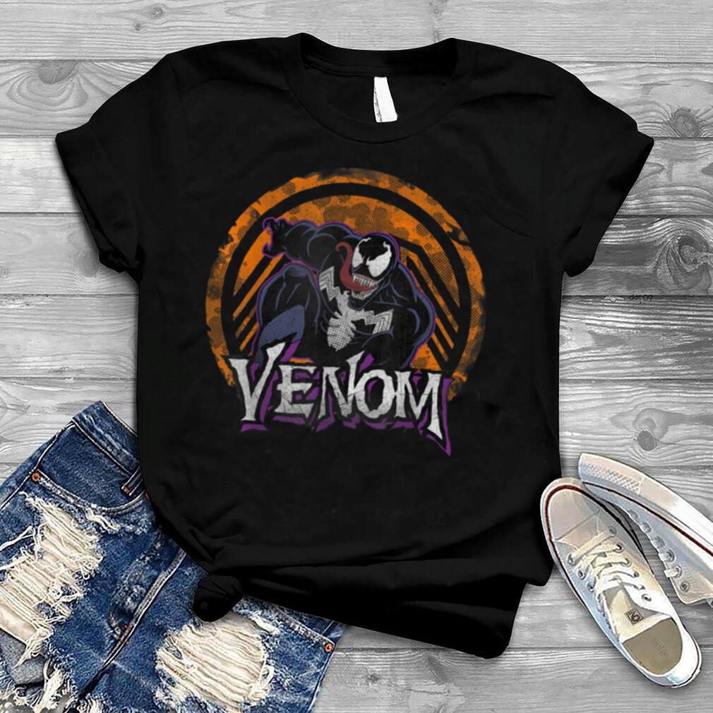 Marvel Venom Leap Logo Orange Tonal Logo Drop T Shirt