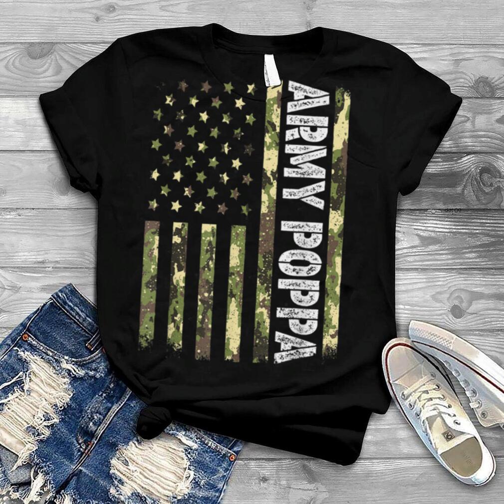Mens Vintage Army Poppa USA Flag Camouflage Father's Day T Shirt B0B4N7D1BG