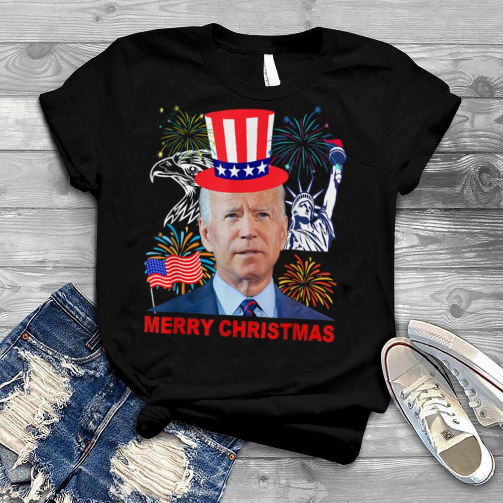 Merry Christmas Joe Biden American Flag Christmas in July T Shirt B0B4M9S1VV