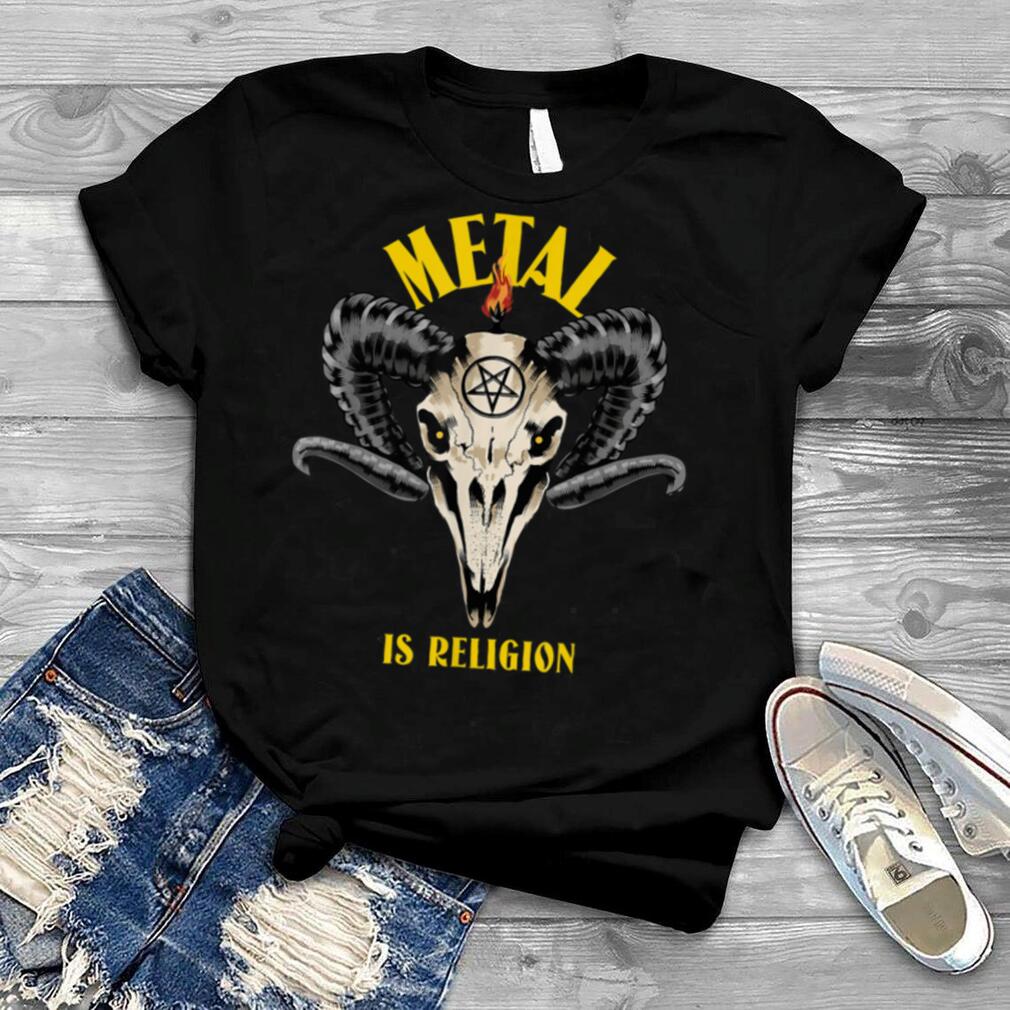 Metal Is Religion Satanism Baphomet Skull Pentagram T Shirt