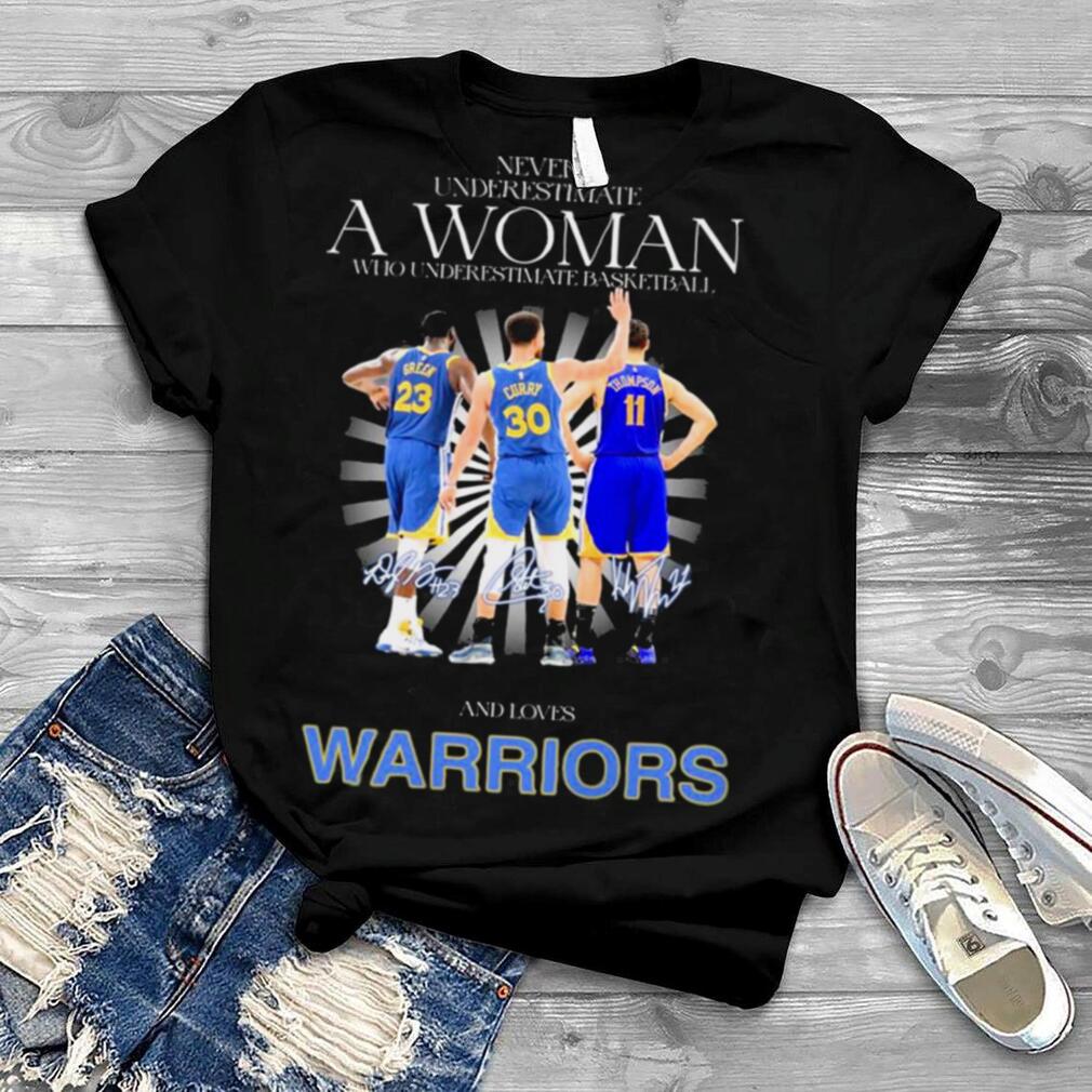 Never Underestimate A Woman And Loves Warriors NBA Finals Champions 2022 Signatures Shirt