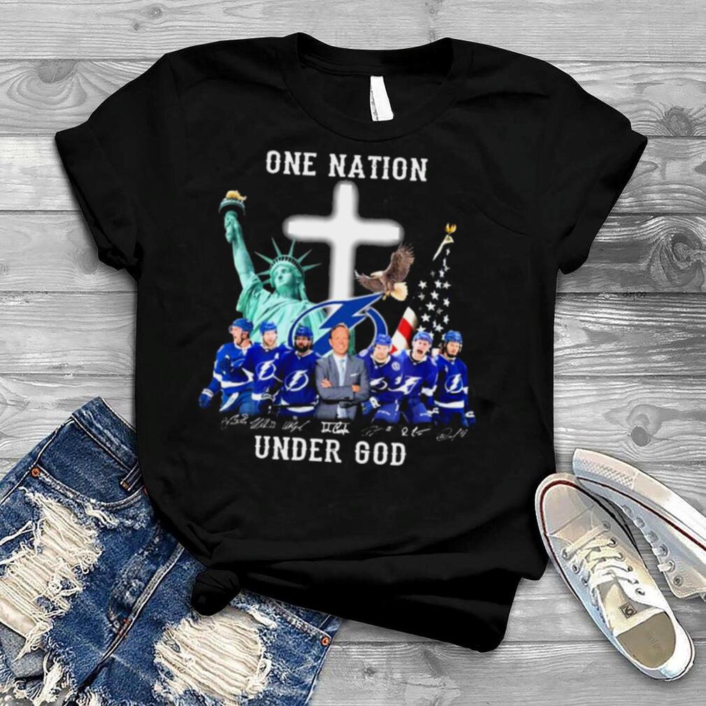 One Nation Under God Tampa Bay Lightning Champions Signatures Shirt