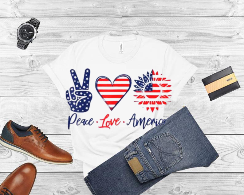 Peace Love America Sunflower 4th Of July Fireworks Shirt