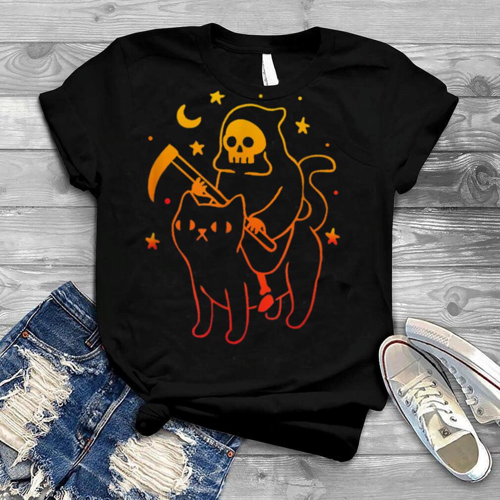 Reaper riding a devil cat Skeleton, Skull Reaper T Shirt