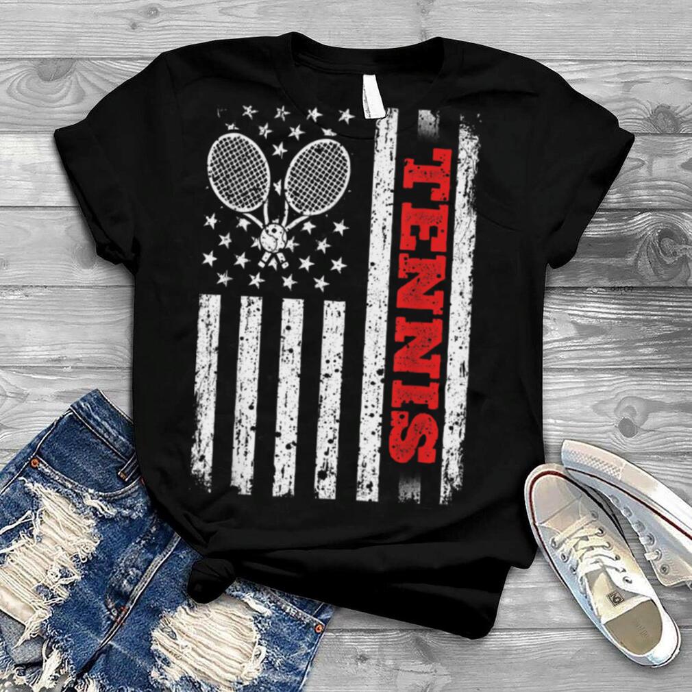 Retro Classic American Flag Tennis Patriotic 4th Of July T Shirt B0B4N119LQ