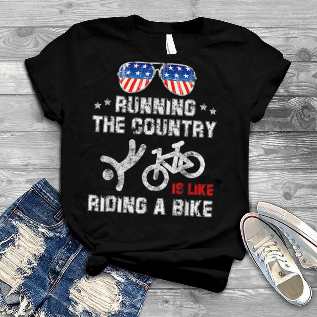 Running Country Like Riding Bike Biden Flag Sunglasses T Shirt B0B4N8K9P9