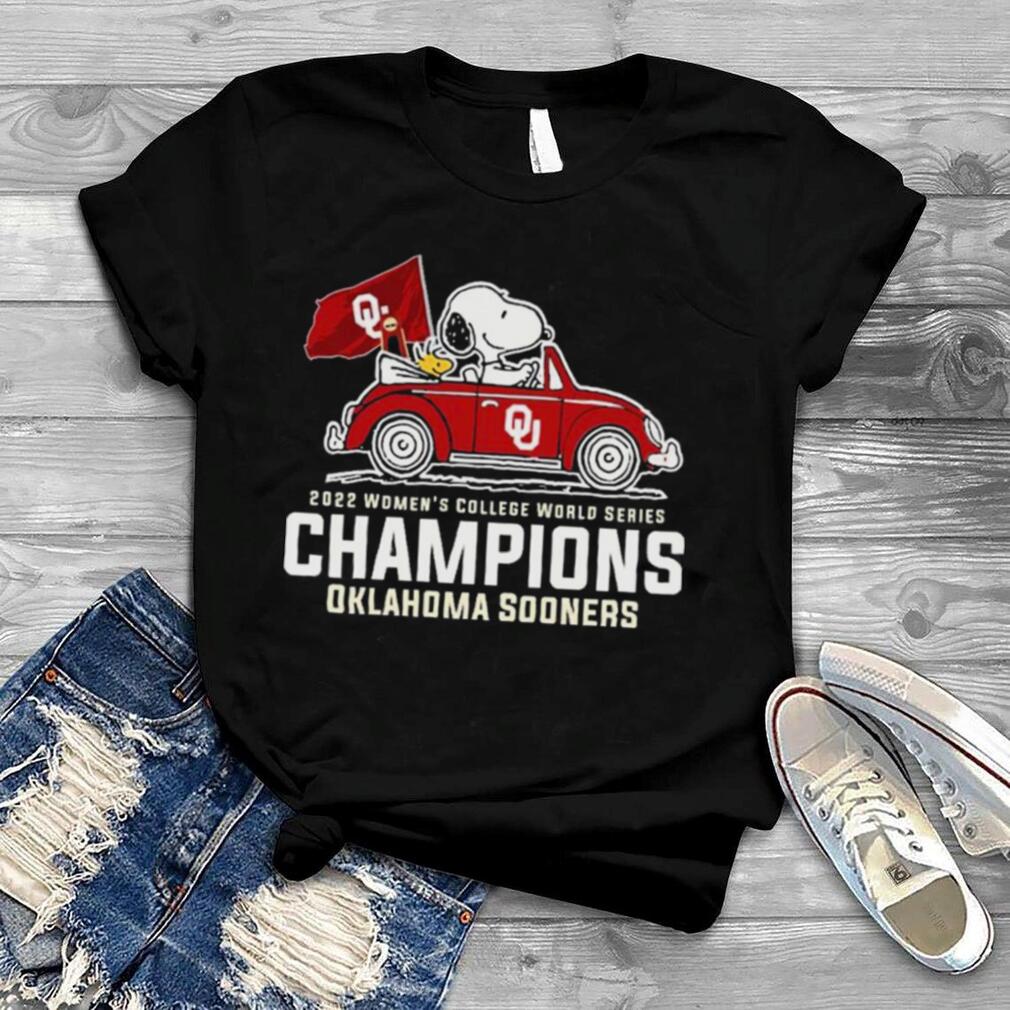 Snoopy And Woodstock Riding Car 2022 WCWS Champions Oklahoma Sooners Shirt