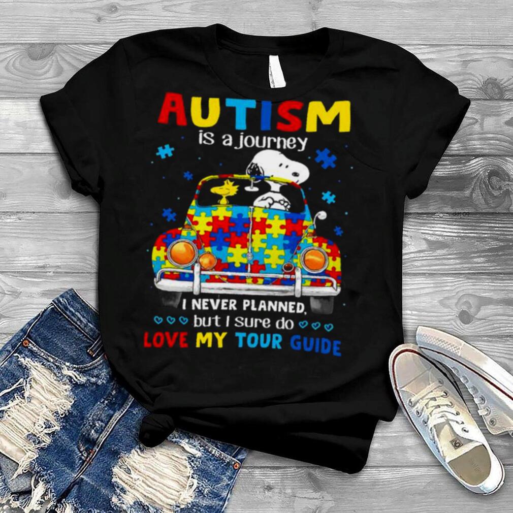 Snoopy and Woodstock autism is a journey I never planned but I sure do love my tour guider shirt