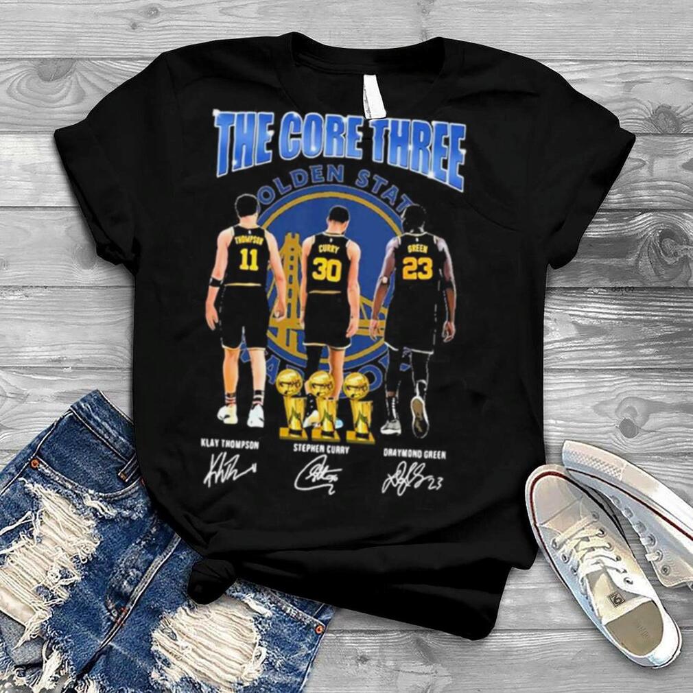 The Core Three Klay Thompson Stephen Curry And Draymond Green 2022 Nba Finals Champions Signatures Shirt