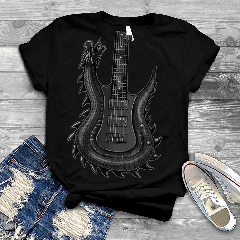 Unique Dragon Guitar Shirt For Men   Rock N Roll Band Musics T Shirt