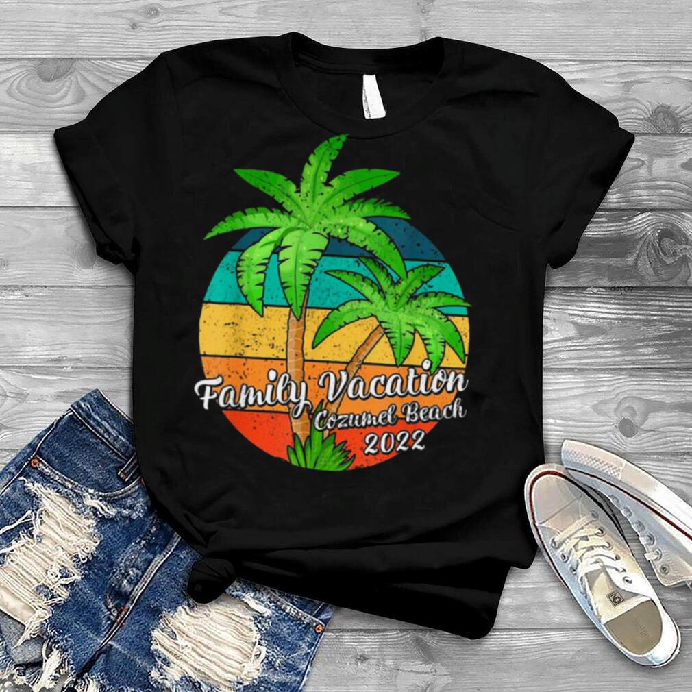 Vintage Sunset Palm Tree Family Vacation 2022 Cozumel Beach Shirt