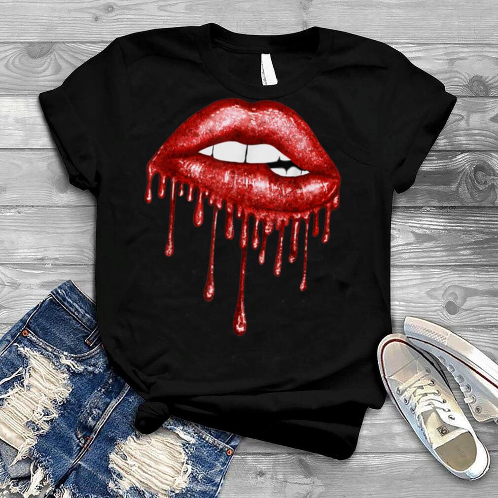 Womens Dripping Red Lips Cool Lips Kiss Lover Funny Tee T Shirt