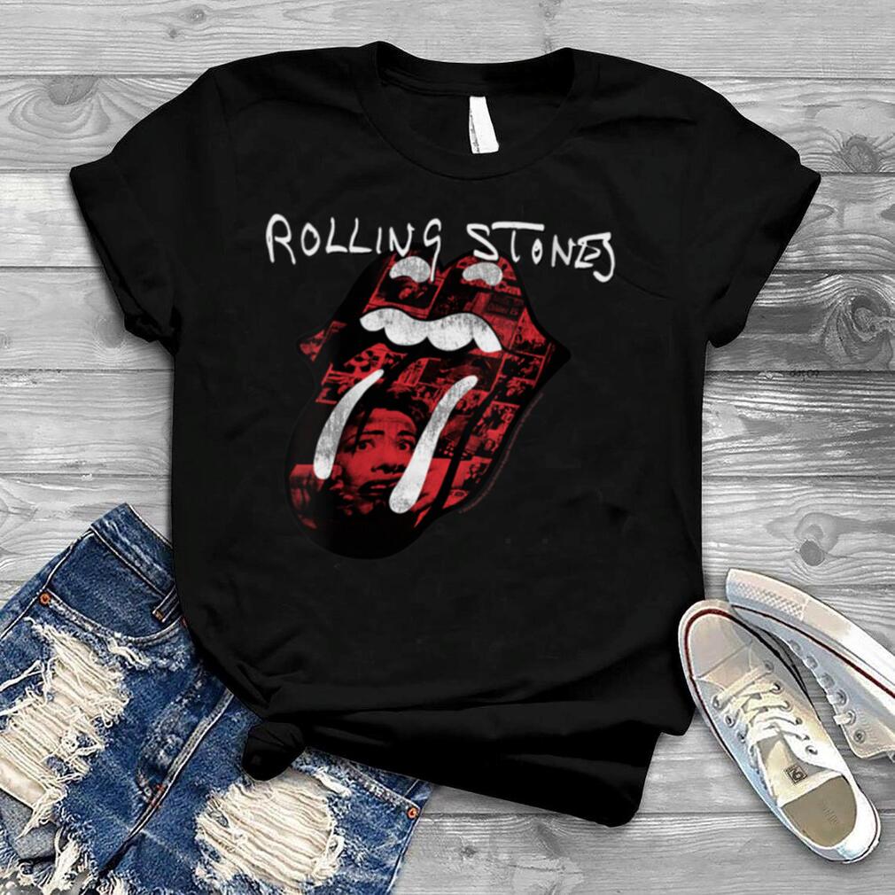 Womens Rolling Stones Official Exile Tongue Photos V Neck T Shirt