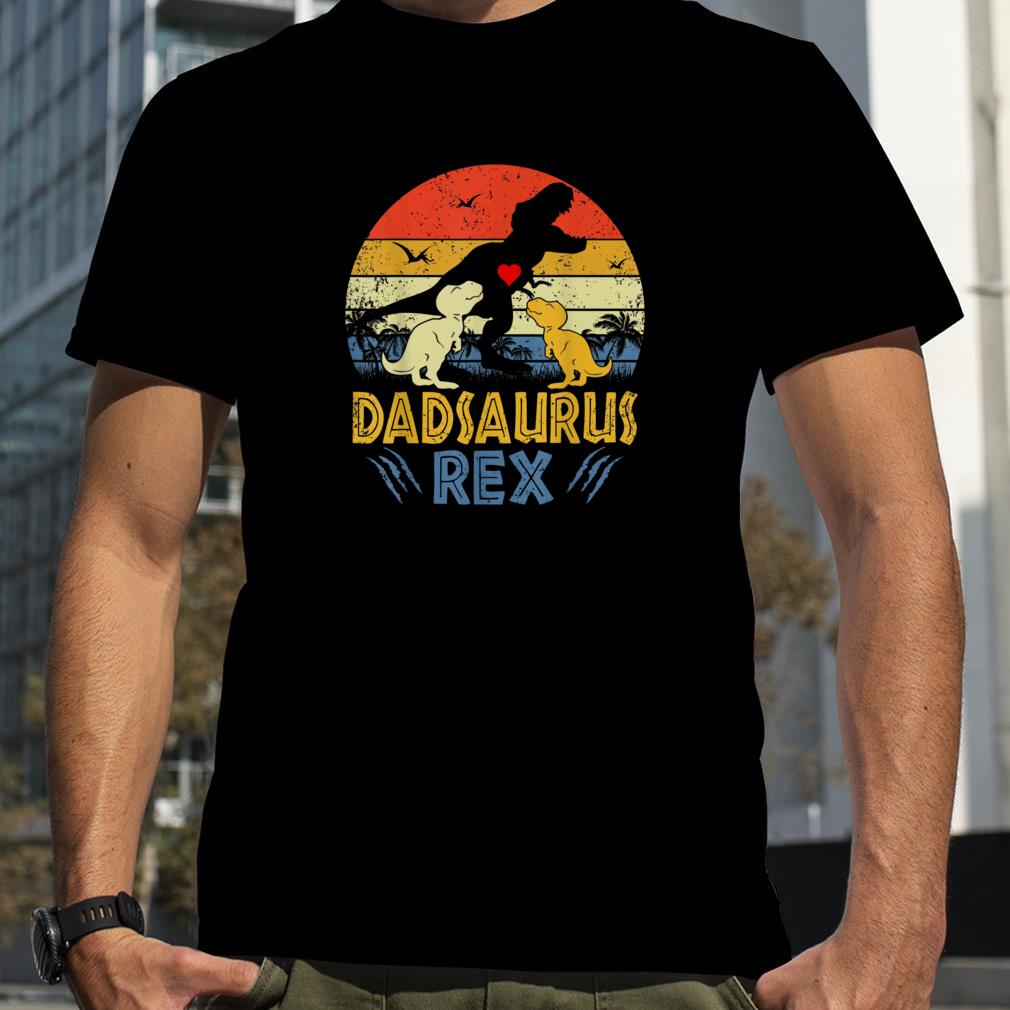 Dad Saurus T Rex Dinosaur Dad 2 kids Family Matching T Shirt