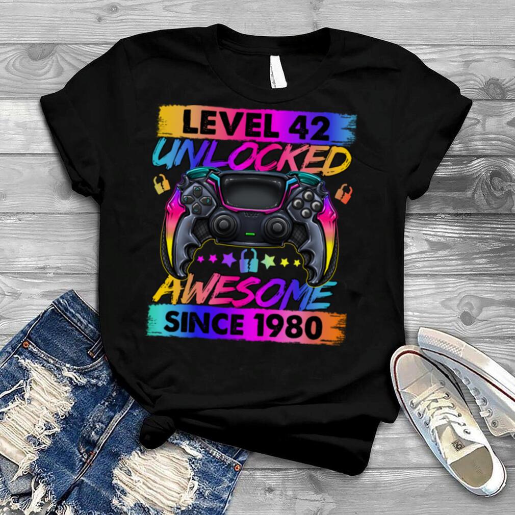 Level 42 Unlocked Awesome Since 1980 42nd Birthday Gaming T Shirt