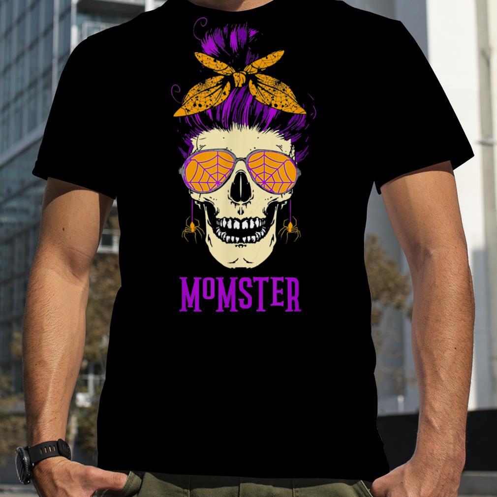 Momster Tshirt Messy Bun Skull Halloween Mom T Shirt