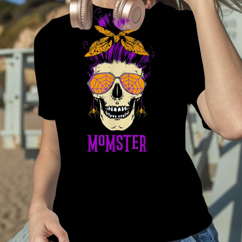 Momster Tshirt Messy Bun Skull Halloween Mom T Shirt
