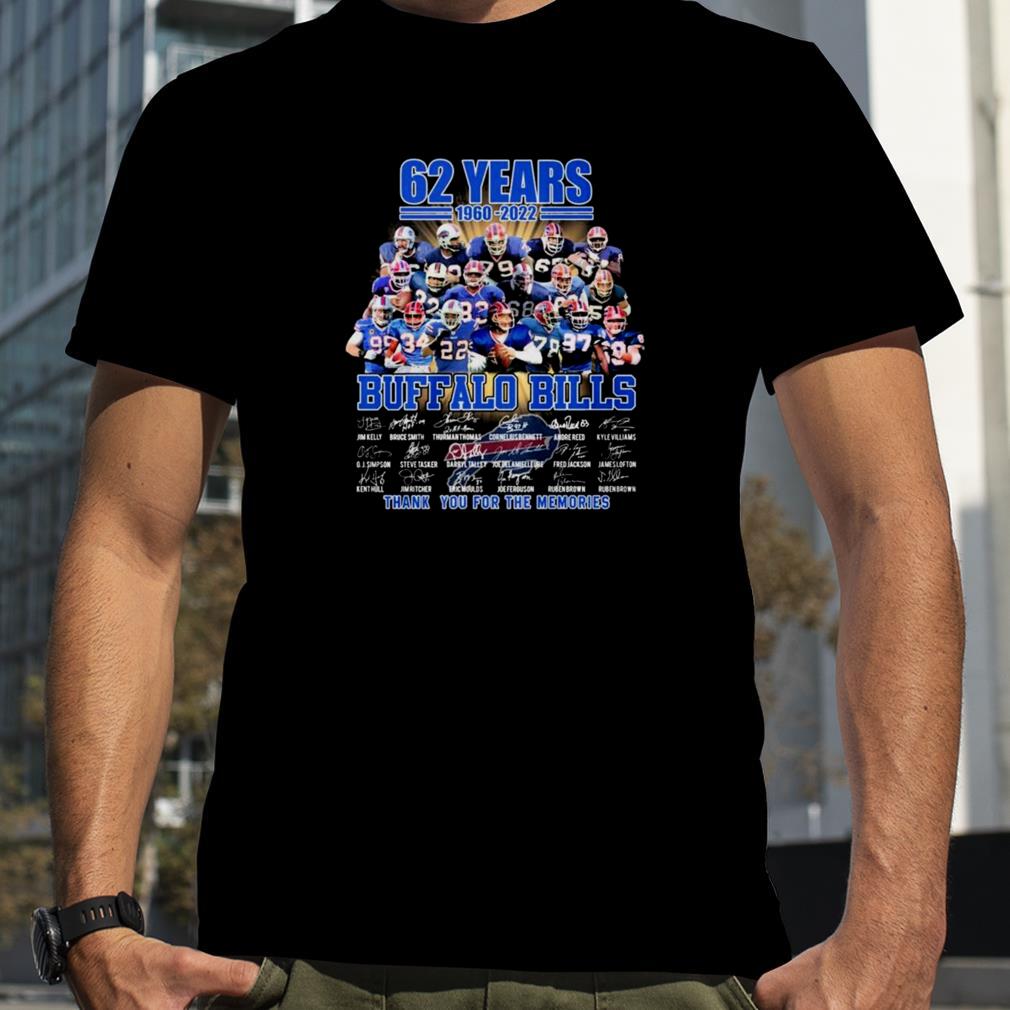 1960 2022 62 Years Buffalo Bills Thank You For The Memories Signatures Shirt
