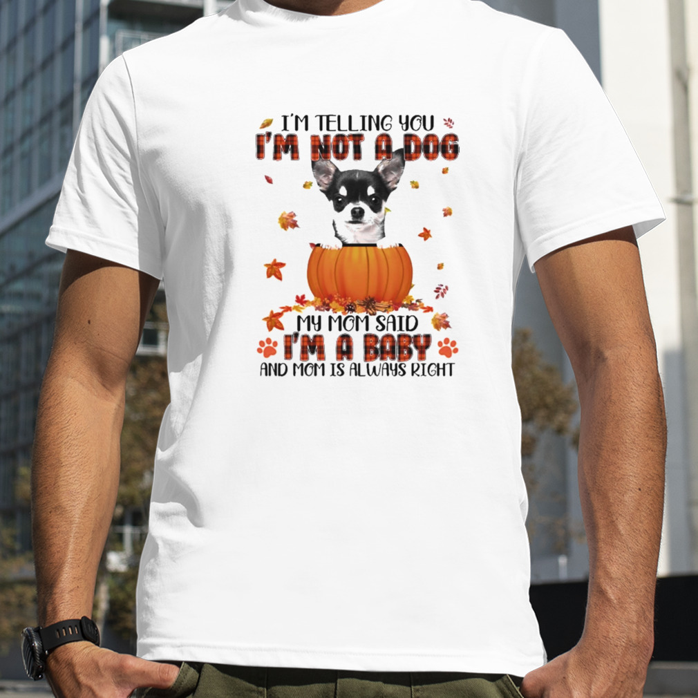 Autumn Baby Black Chihuahua Halloween I’m Telling You I’m Not A Dog My Mom Said I’m A Baby And Mom Is Always Right Shirt
