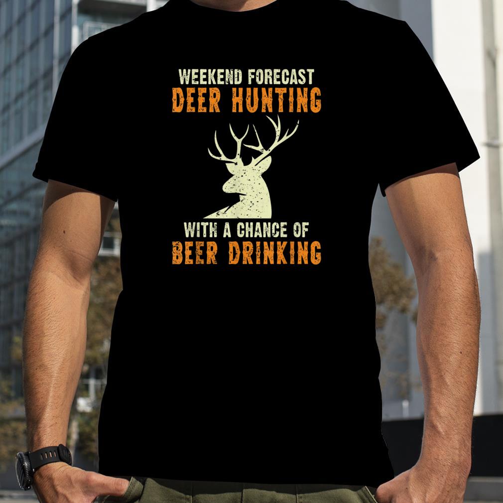 Deer Season Weekend Forecast Beer Vintage Deer Hunting T Shirt