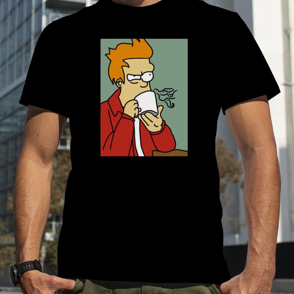 Fry Coffee Freehand Digital Futurama shirt