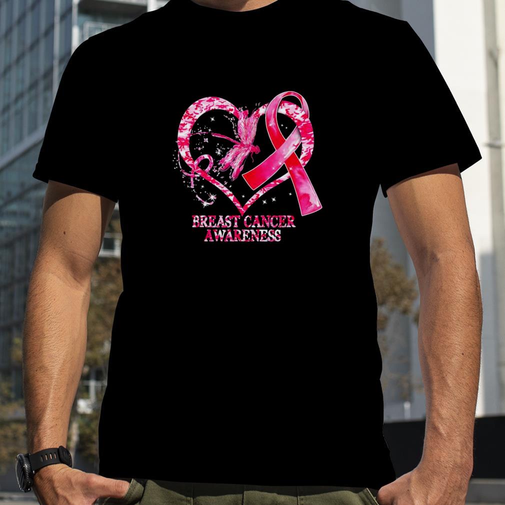 In October We Wear Pink Breast Cancer Awareness Dragonfly T Shirt