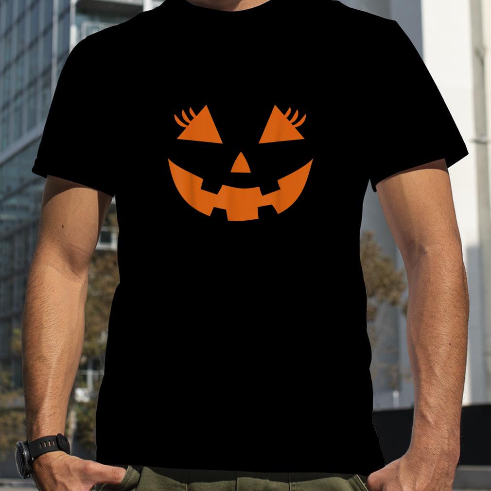 Jack o Lantern cute pumpkin face with eyelashes halloween T Shirt