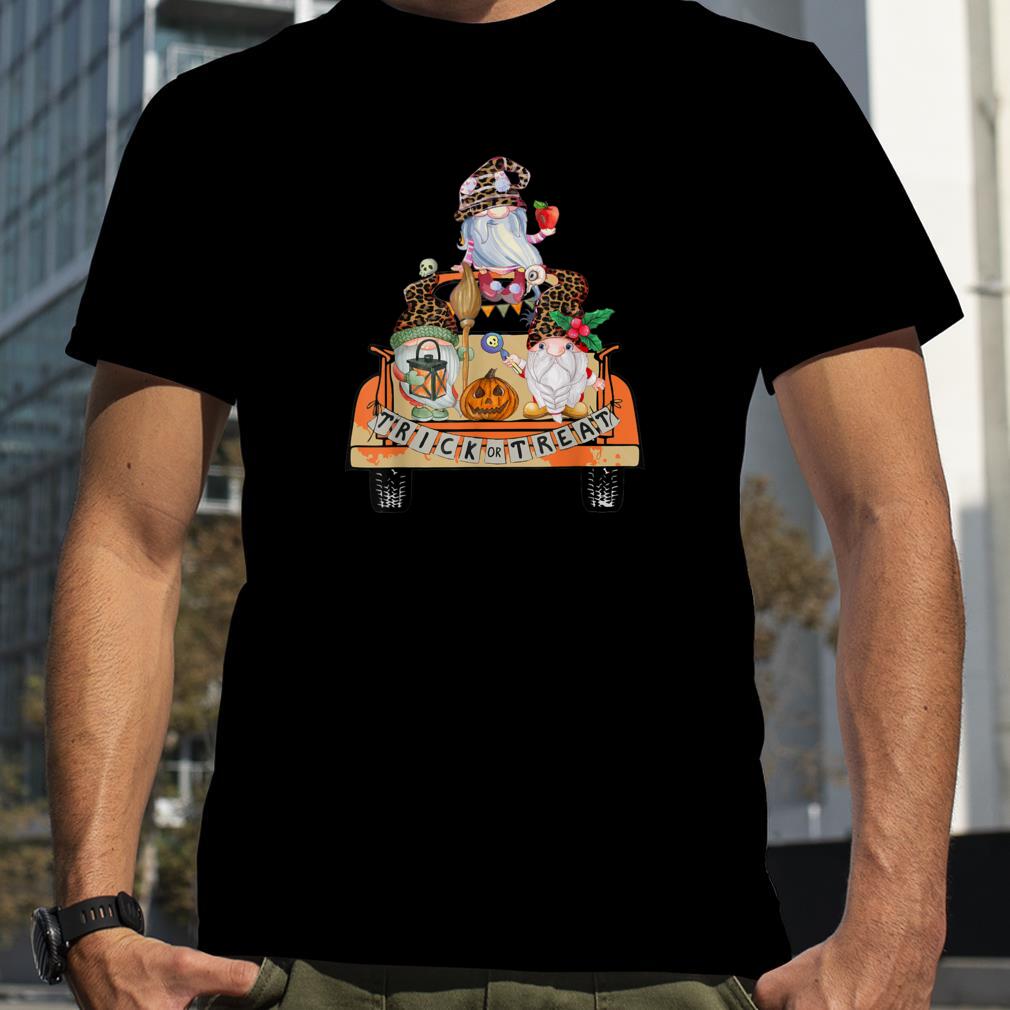 Peace Love Halloween Gnomes Truck Leopard Print T Shirt