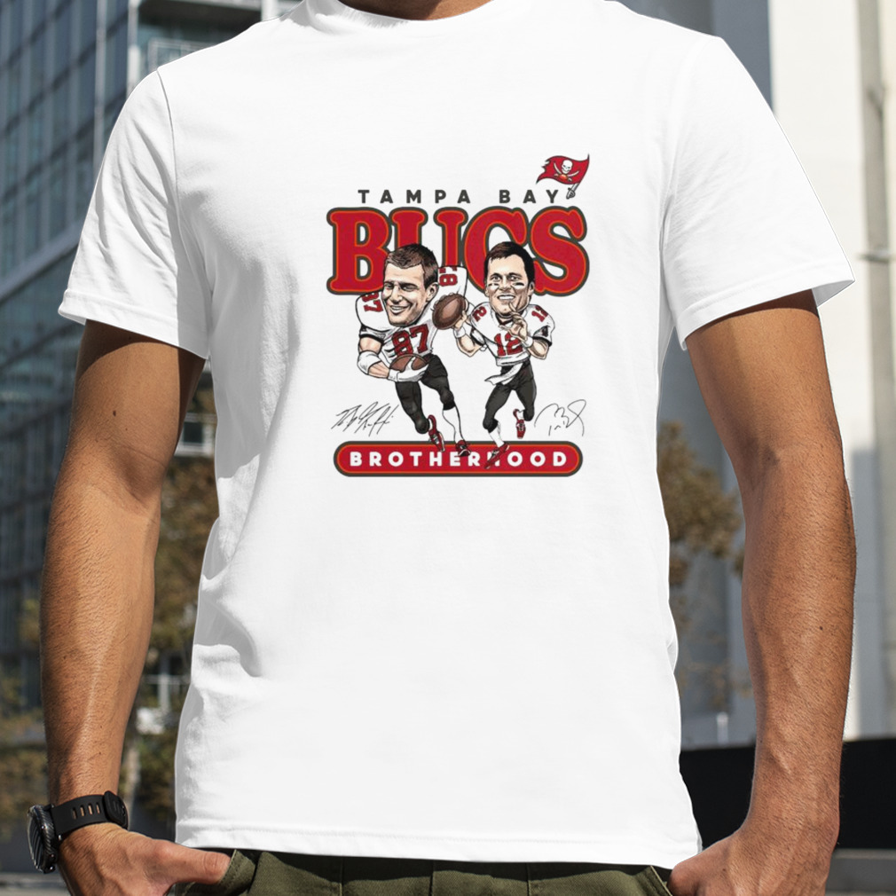Rob Gronkowski and Tom Brady Tampa Bay Buccaneers Brotherhood signatures shirt