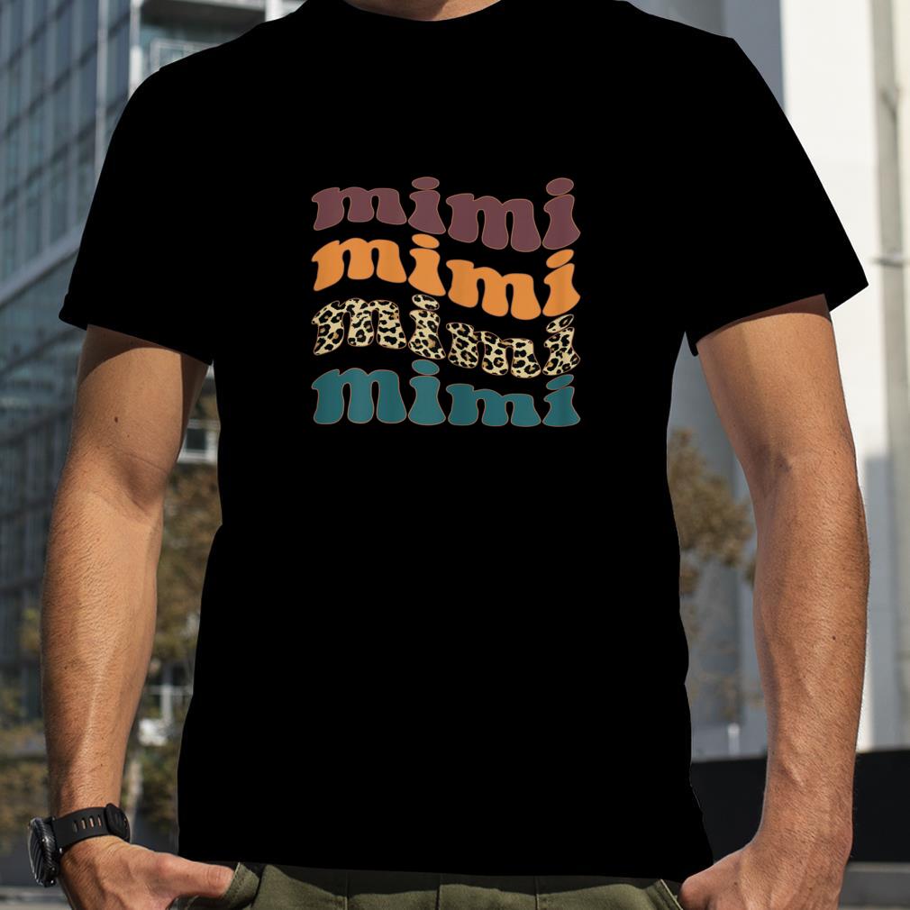 Womens Retro Leopard Mimi Blessed Mimi Funny Classic T Shirt