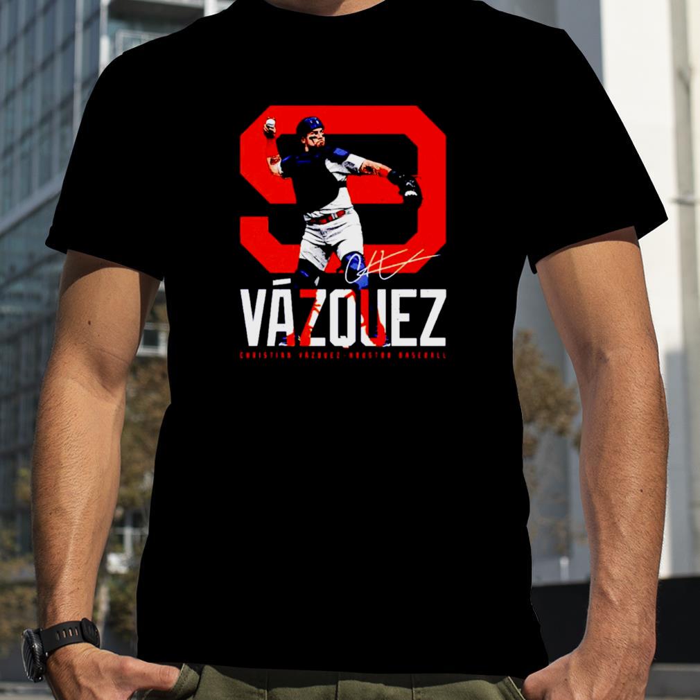 Christian Vazquez Houston bold number shirt