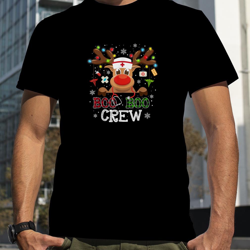 Christmas Boo Boo Crew Reindeer Nurse Buffalo Plaid Nurse T Shirt
