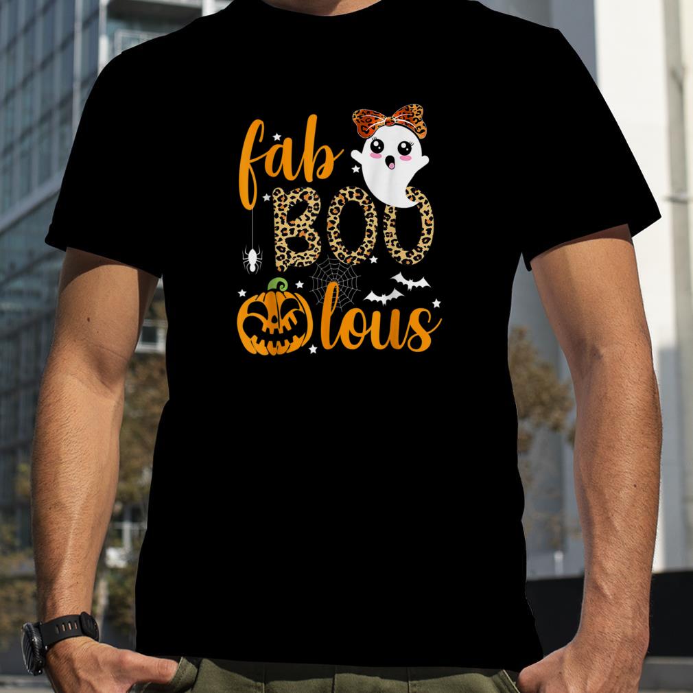Cute Boo Ghost Halloween Fab Boo Lous Leopard T Shirt