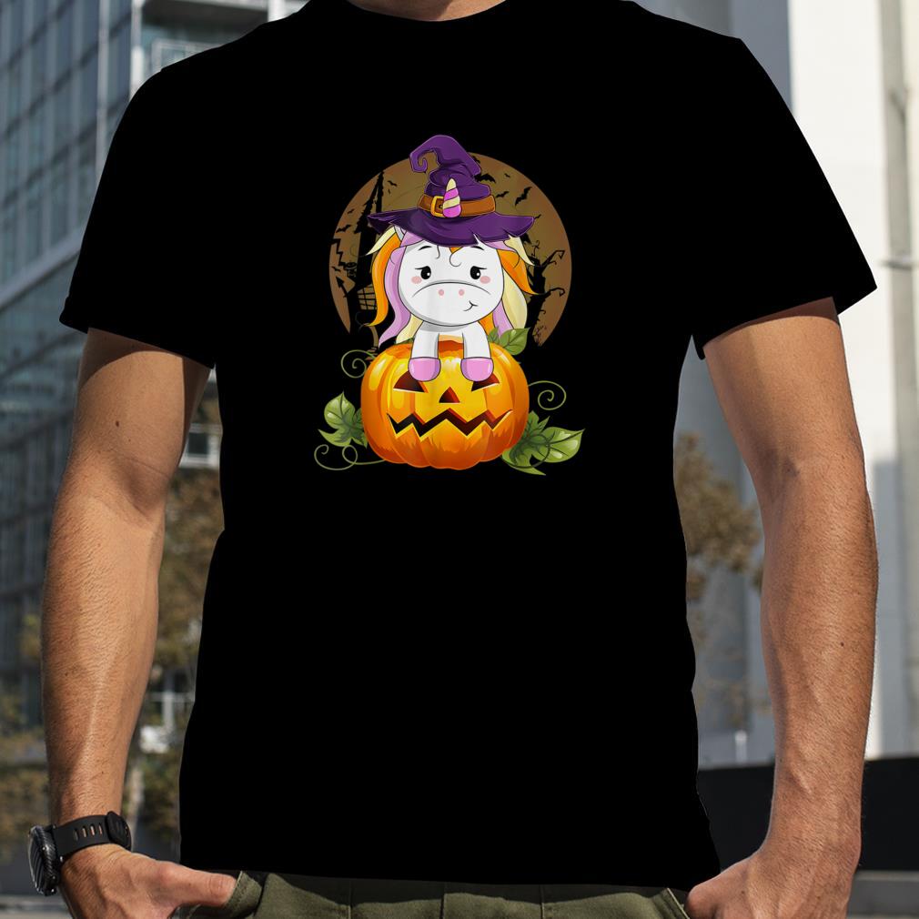 Cute Unicorn Witch Pumpkin Halloween Costume Boys Girls Kids T Shirt