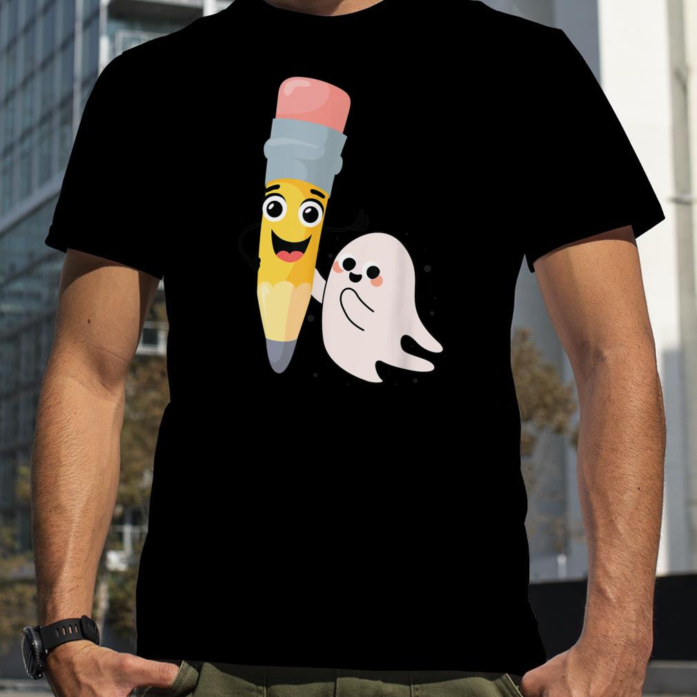 Funny Halloween Cute Ghost and pencil halloween day T Shirt