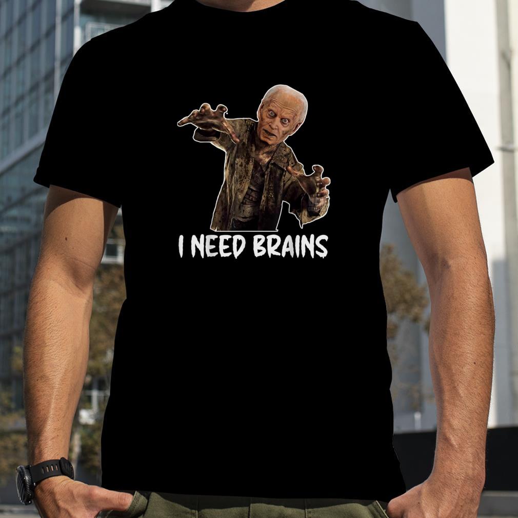 Funny Halloween Joe Biden Zombie I Need Brains Costume T Shirt