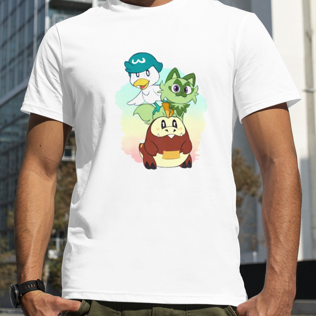 Gen9 Pokemon Charaters Quaxly Sprigatito Fuecoco shirt