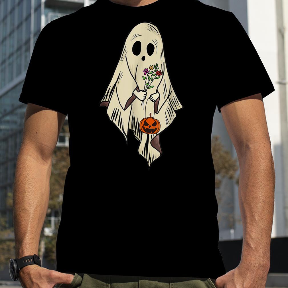 Groovy Vintage Floral Ghost Cute Halloween Spooky Season T Shirt