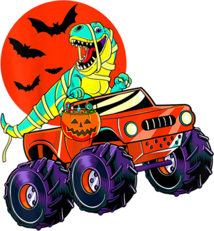 Halloween Dinosaur T Rex Mummy Monster Truck Kids Boys Mens T Shirt