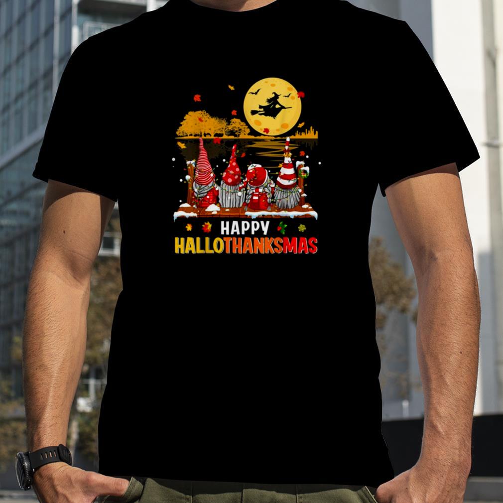 Happy Hallothanksmas Gnomes Halloween Christmas Thanksgiving shirt
