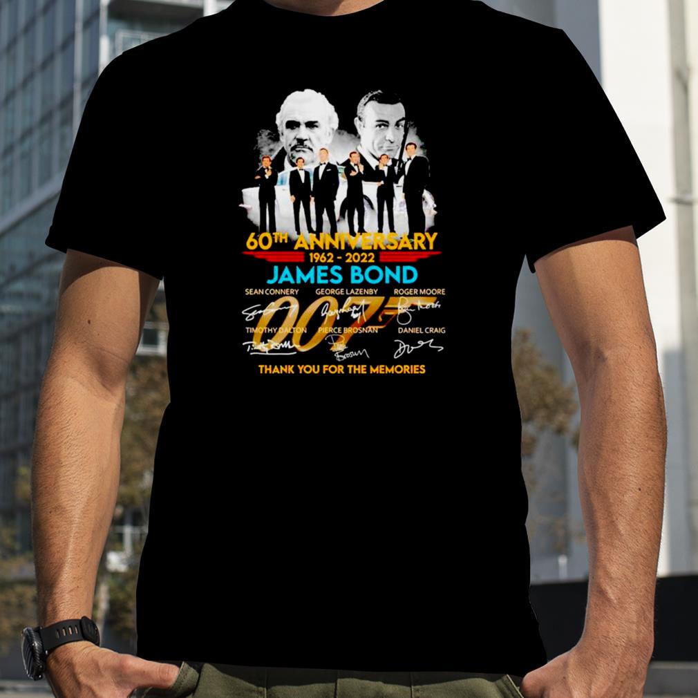 James Bond 60th anniversary 1962 2022 thank you for the memories signatures shirt