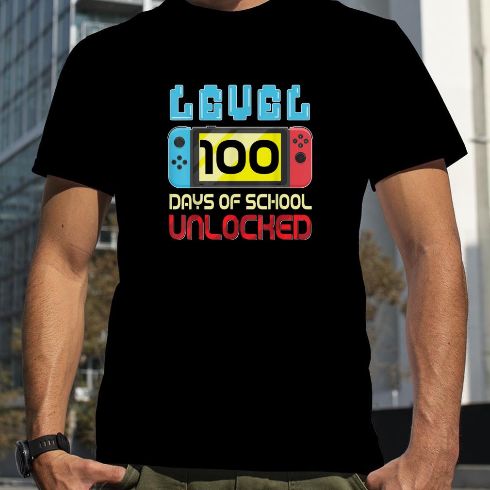 Level 100 Days Of School Unlocked Gamer Video Games Boys T Shirt