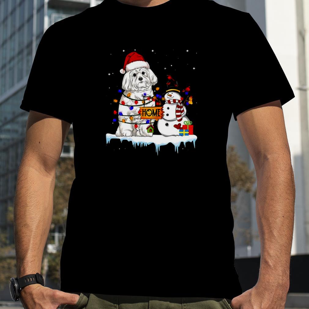 Maltese Dog Christmas Snowman shirt