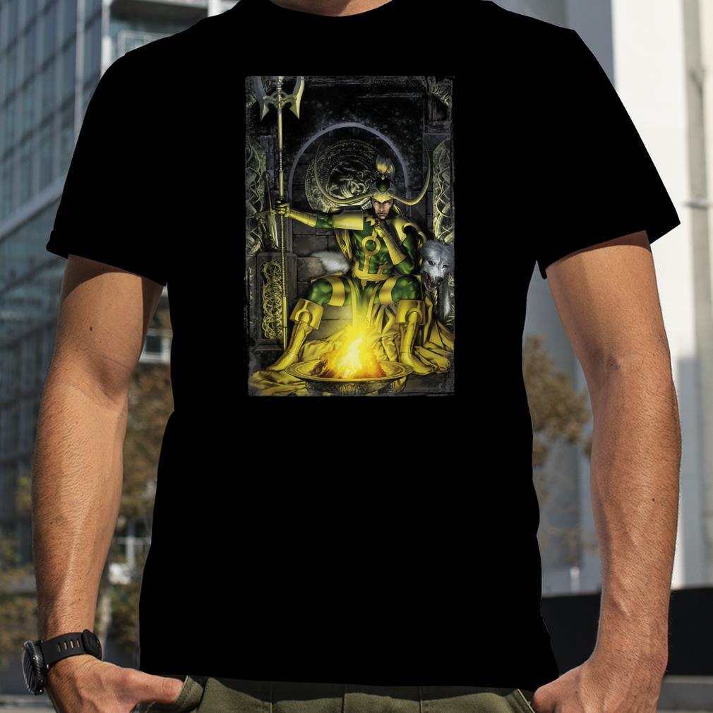 Marvel Fenris Loki On His Throne Bonfire Graphic T Shirt