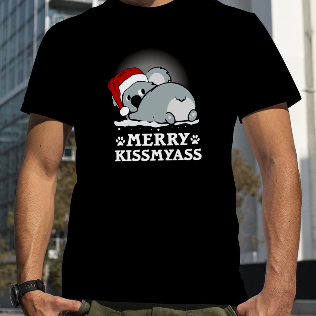 Merry Kissmyass Koala Christmas Santa shirt