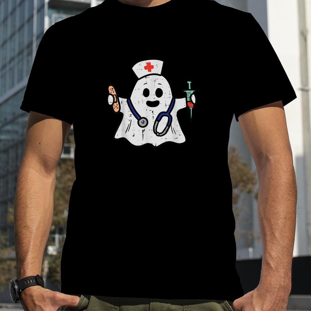 Nurse Ghost Scrub Top Halloween Costume For Nurses Women RN T Shirt