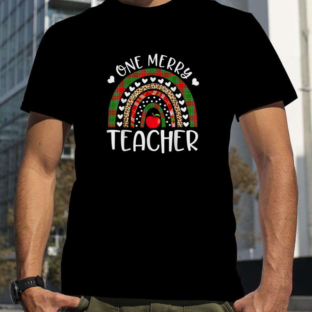 One Merry Teacher Funny Teacher Rainbow Christmas Tree Xmas T Shirt