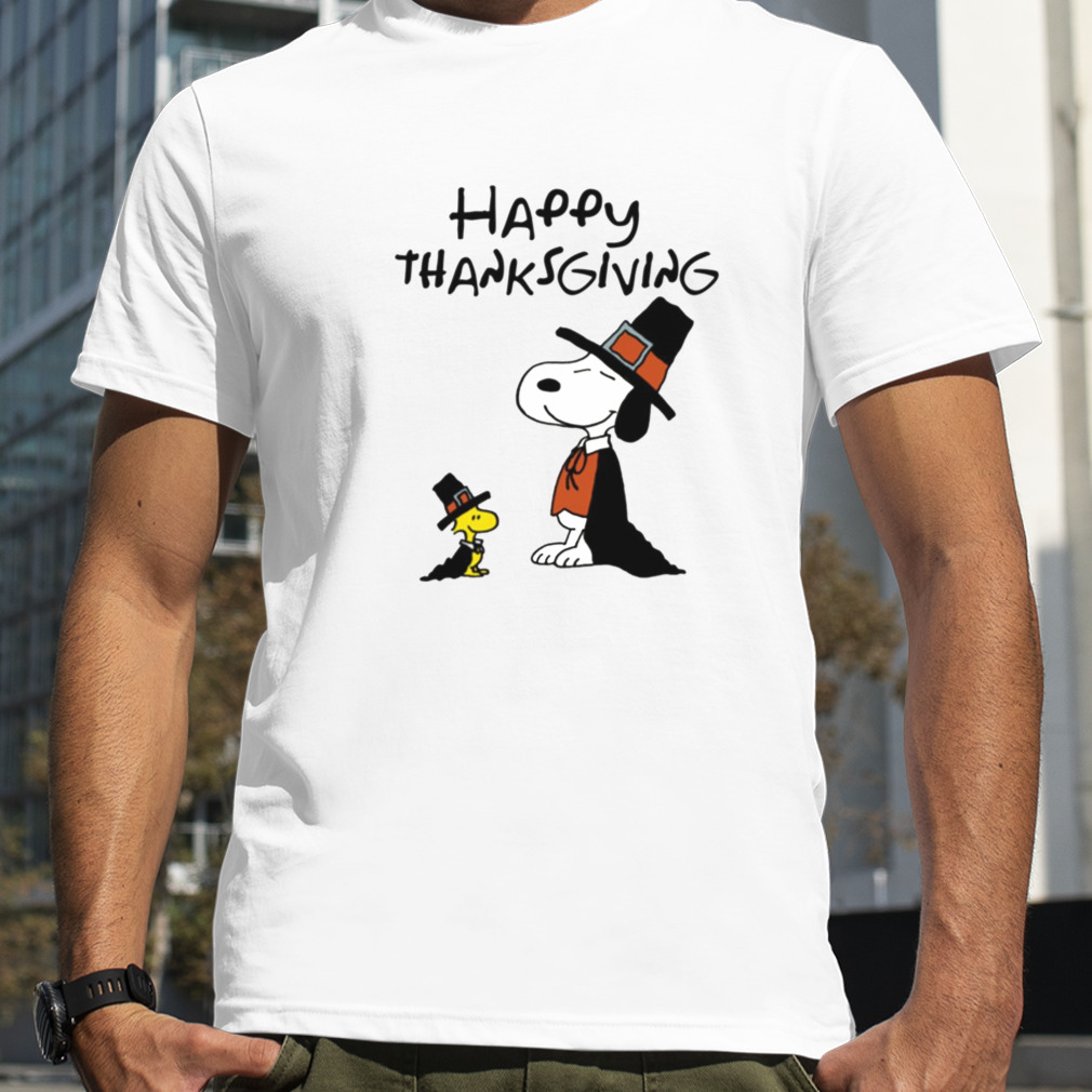 Peanuts Thanksgiving Shirt Snoopy Wearing Pilgrim shirt